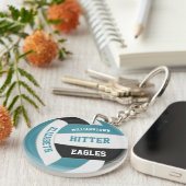 aquamarine schwarze Mannschaftsfarben, personalisi Schlüsselanhänger (Vorderseite rechts)