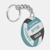aquamarine schwarze Mannschaftsfarben, personalisi Schlüsselanhänger (Vorderseite links)