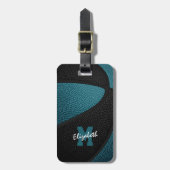 aquamarine schwarze Mannschaftsfarben personalisie Gepäckanhänger (Vorderseite vertikal)