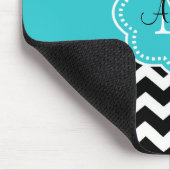 Aquamarine schwarze Punkte Zickzack Mousepad (Ecke)