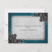 Aquamarine Schwarze Rose Hochzeit Dankeskarte (Rückseite)