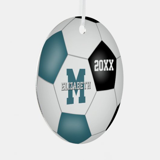 aquamarine schwarze Schulmannschaft färbt Keepsake Ornament Aus Metall (Vorderseite Rechts)