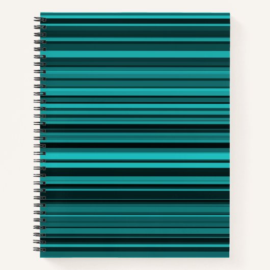 Aquamarine schwarze Streifen Notizblock (Vorderseite)