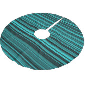 Aquamarine schwarze Streifen Polyester Weihnachtsbaumdecke (Schrägansicht)