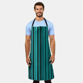 Aquamarine schwarze Streifen Schürze (Getragen)