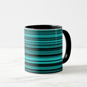 Aquamarine schwarze Streifen Tasse