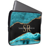 Aquamarine schwarze und goldene Gattung, Name der  Laptopschutzhülle (Vorne Rechts)