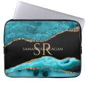 Aquamarine schwarze und goldene Gattung, Name der  Laptopschutzhülle (Vorderseite)