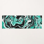 Aquamarine, schwarze und weiße Wirbel Fluid Art Yogamatte (Vorderseite (Horizontal))