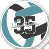 aquamarine Schwarze Volleyball-Mannschaftsfarben Aufkleber (Vorderseite)