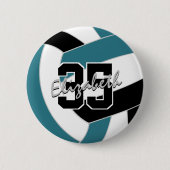 aquamarine Schwarze Volleyball-Mannschaftsfarben Button (Vorderseite)