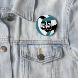 aquamarine Schwarze Volleyball-Mannschaftsfarben Button