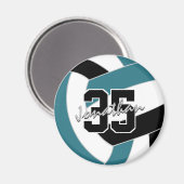 aquamarine schwarze Volleyball-Mannschaftsfarben G Magnet (Vorderseite/Rückseite)