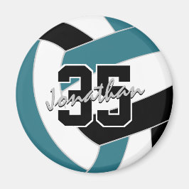 aquamarine schwarze Volleyball-Mannschaftsfarben G Magnet