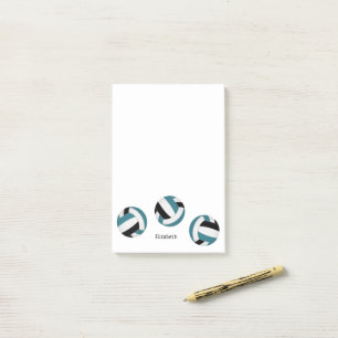 Aquamarine schwarze Volleyball-Sportler oder Cousy Post-it Klebezettel