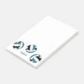 Aquamarine schwarze Volleyball-Sportler oder Cousy Post-it Klebezettel (angewinkelt)