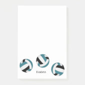 Aquamarine schwarze Volleyball-Sportler oder Cousy Post-it Klebezettel (Vorderseite)