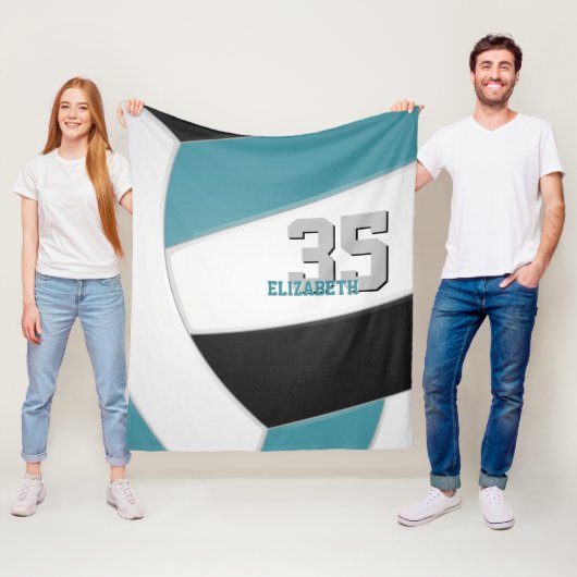 aquamarine schwarze Volleyballmannschaft - individ Fleecedecke (Beispiel)