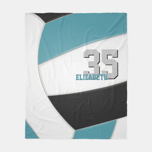 aquamarine schwarze Volleyballmannschaft - individ Fleecedecke (Vorderseite)