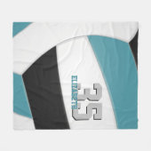 aquamarine schwarze Volleyballmannschaft - individ Fleecedecke (Vorderseite (Horizontal))