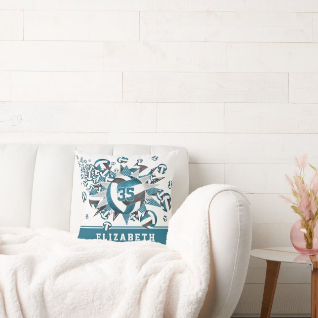 aquamarine schwarze Volleyballs Kissen (Liege)