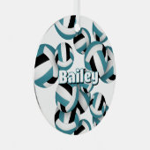 aquamarine schwarze Volleyballs mit Athleten Namen Ornament Aus Metall (Vorderseite Rechts)