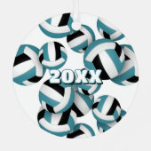 aquamarine schwarze Volleyballs mit Athleten Namen Ornament Aus Metall (Rückseite)