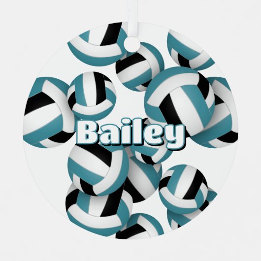 aquamarine schwarze Volleyballs mit Athleten Namen Ornament Aus Metall (Vorderseite)