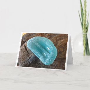 Aquamarine Sea Glass Insulator Segment Card Karte