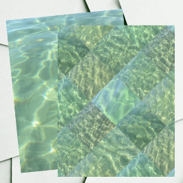 Aquamarine Seafoam Water Patchwork Scrapbook Paper