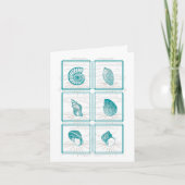 Aquamarine Seashell Collage Note Card (Vorderseite)
