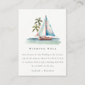 Aquamarine Segelboot Palm Seascape Hochzeit wünsch Begleitkarte (Vorderseite)
