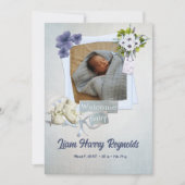 Aquamarine Shabby Style Baby Flat Announccard Ankündigung (Vorderseite)