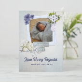 Aquamarine Shabby Style Baby Flat Announccard Ankündigung (Stehend Vorderseite)