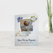 Aquamarine Shabby Style Baby Flat Announccard Ankündigung (Vorderseite)