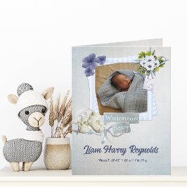 Aquamarine Shabby Style Baby Flat Announccard Ankündigung