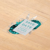 Aquamarine Silberhochzeit speichern Sie das Datum Acryleinladungen (Ablage )