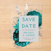 Aquamarine Silberhochzeit speichern Sie das Datum Acryleinladungen (Vorderseite)