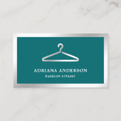 Aquamarine Silberkleidung Hanger Fashion Stylist Visitenkarte (Vorderseite)