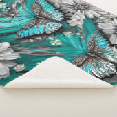 Aquamarine Silberschmetterlinge, Personalisierter Sherpadecke (3/4)