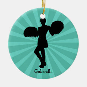 Aquamarine Silhouette Cheerleader Weihnachtsschmuc Keramikornament