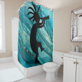 Aquamarine Silhouette Türkis Kokopelli Duschvorhan Duschvorhang (Beispiel)