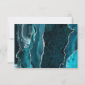 Aquamarine Silver Agate Lila Wedding RSVP Karte (Rückseite)