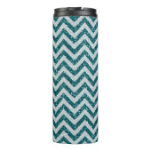 Aquamarine Silver Imitats Glitzer Monogramm Thermosbecher (Rückseite)