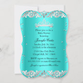 Aquamarine Silver Princess Tiara Baby Dusche einla Einladung (Rückseite)