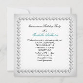 Aquamarine Silver White Quinceanera 15. Geburtstag Einladung (Rückseite)