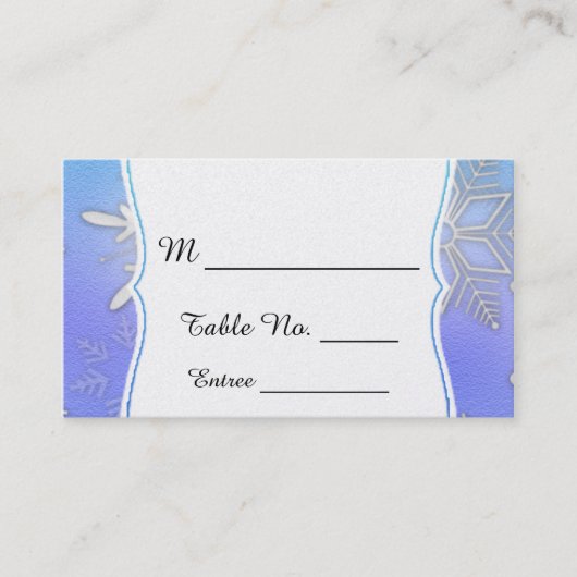 Aquamarine Snowflake Bracket Winter Hochzeit Platz Platzkarte (Vorderseite)
