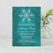 Aquamarine Snowflake-Feierlichkeiten Einladung (Stehend Vorderseite)