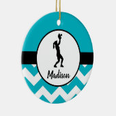 Aquamarine Softball-Verzierung Keramik Ornament (Rechts)