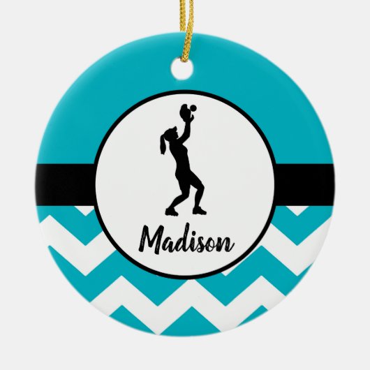Aquamarine Softball-Verzierung Keramik Ornament (Vorne)
